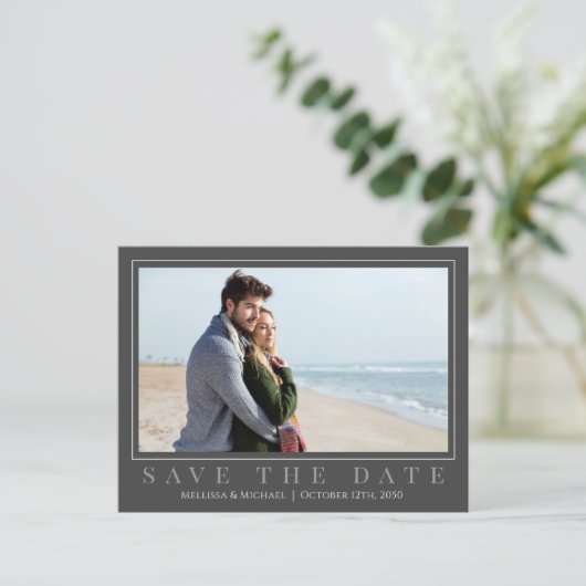 Elegant Wedding Save the Date Foto Postkarte (Stehend Vorderseite)