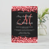 Elegant Wedding Save the Date Glitzern Red Einladung (Stehend Vorderseite)