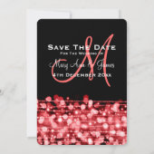 Elegant Wedding Save the Date Glitzern Red Einladung (Rückseite)