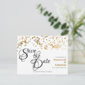 Elegant Wedding Save the Date Gold Confetti Postkarte (Stehend Vorderseite)