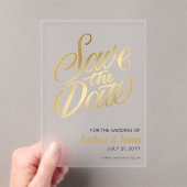 Elegant Wedding Save the Date Gold Text Frosted Acryleinladungen (Insitu (Handheld))