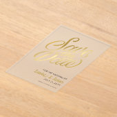 Elegant Wedding Save the Date Gold Text Frosted Acryleinladungen (Ablage )
