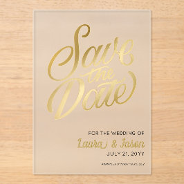 Elegant Wedding Save the Date Gold Text Frosted Acryleinladungen