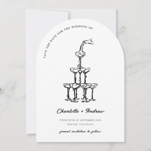 Elegant Wedding Save the Date Martini Tower Arch Einladung (Vorderseite)