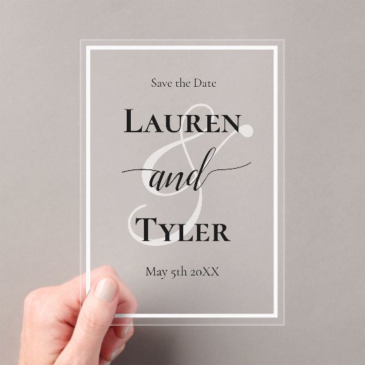 Elegant Wedding Save the Date - Monogram Template Acryleinladungen (Insitu (Handheld))
