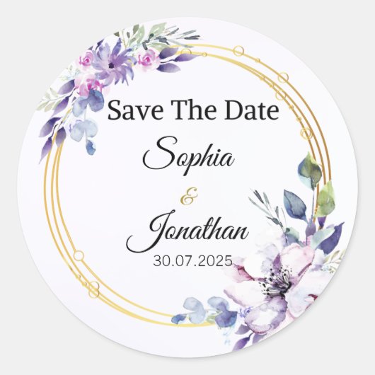 Elegant Wedding Save the Date Sticker (Vorderseite)