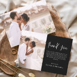 Elegant Wedding Schwarz-weiß Dankeschön Foto Einladung<br><div class="desc">Minimalistisch Schwarz und Weiß Hochzeit Dankeschön Karten,  die ein Foto auf der Vorder- und Rückseite haben. Die Dankeschön-Karten enthalten eine moderne,  handgeschriebene,  kursive Schriftzeichen-Typografie,  die elegant,  einfach und modern nach Ihrer Hochzeitsfeier zu benutzen sind.</div>