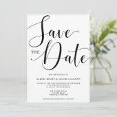 Elegant Wedding Script Ankündigung Datum freihalte (Stehend Vorderseite)