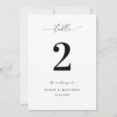 Elegant Wedding Script Calligrafy Tischnummer (Vorderseite)