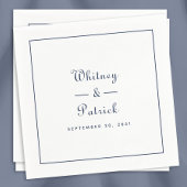 Elegant Wedding Script Minimalistisch Navy Blue Ch Serviette