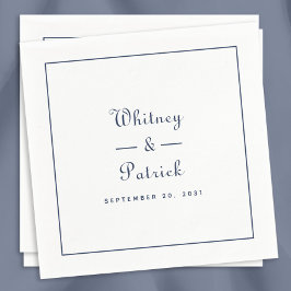Elegant Wedding Script Minimalistisch Navy Blue Ch Serviette