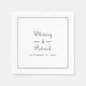 Elegant Wedding Script Minimalistisch Navy Blue Ch Serviette (Vorderseite)