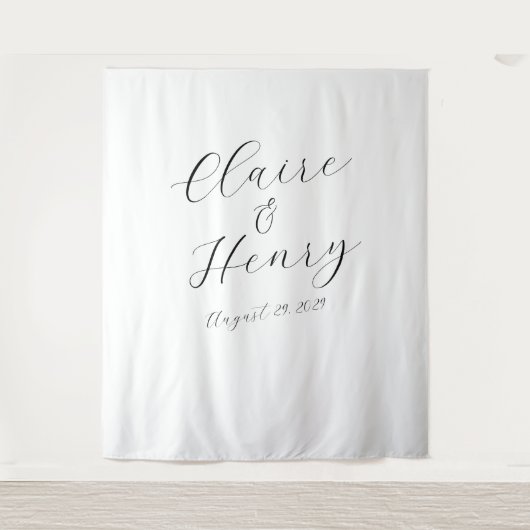 Elegant Wedding Script Tapestry Backdrop Wandteppich (Vorderseite)