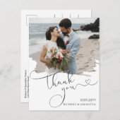 Elegant Wedding Script Thank You Photo Postkarte (Vorne/Hinten)