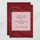 Elegant Wedding Sheet Music Red Einladung (Vorne/Hinten)