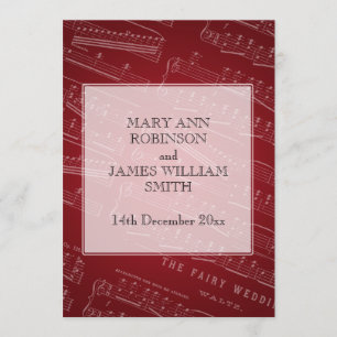 Elegant Wedding Sheet Music Red Einladung