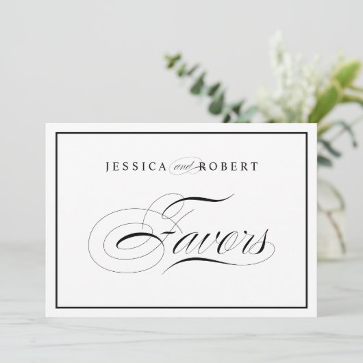 Elegant Wedding Sign Guest Favoriten Black Border (Stehend Vorderseite)