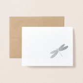 Elegant Wedding Silver Dragonfly Danke Karten (Rückseite mit Umschlag)