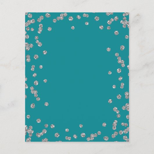 Elegant Wedding Silver Glitzer Confetti Aquamarin (Rückseite)