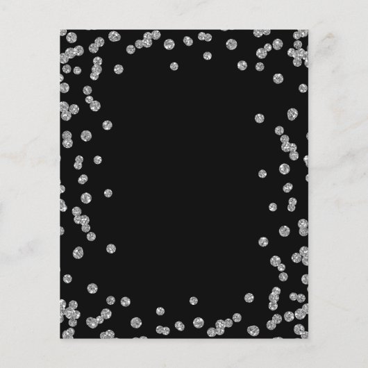 Elegant Wedding Silver Glitzer Confetti Black (Rückseite)