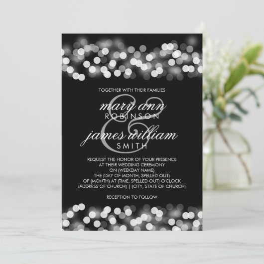Elegant Wedding Silver Hollywood Glam Einladung (Stehend Vorderseite)