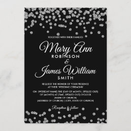 Elegant Wedding Silver Imitats Glitzer Confetti Bl Einladung