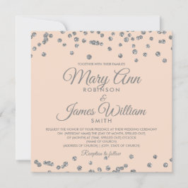 Elegant Wedding Silver Imitats Glitzer Confetti Bl Einladung