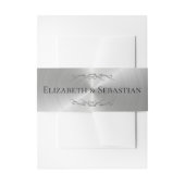 Elegant Wedding Silver Metallic Scrollwork Names Einladungsbanderole (Vorderseite Beispiel)