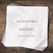 Elegant Wedding Simple Blue Floral Calligraphy Serviette