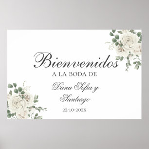 Elegant Wedding Spanish Willkommenszeichen Poster