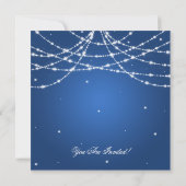 Elegant Wedding Sparkling String Blue Einladung (Rückseite)