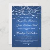 Elegant Wedding Sparkling String Blue Einladung (Vorderseite)