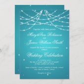 Elegant Wedding Sparkling String Türkis Einladung (Vorne/Hinten)