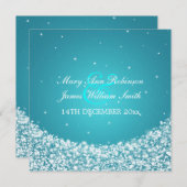 Elegant Wedding Star Sparkle Blue Einladung (Vorne/Hinten)