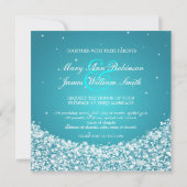 Elegant Wedding Star Sparkle Blue Einladung (Rückseite)