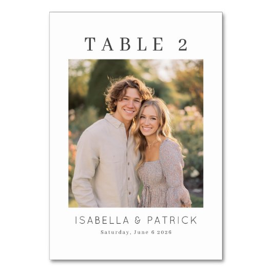 Elegant Wedding Table Number Card Tischnummer (Vorderseite)