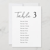 Elegant Wedding Table Number Script Seating Chart Einladung (Rückseite)