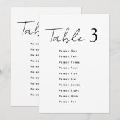 Elegant Wedding Table Number Script Seating Chart Einladung (Vorne/Hinten)