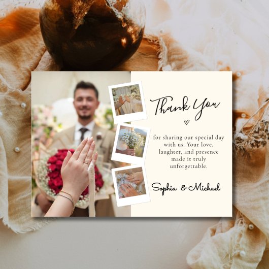 Elegant Wedding Thank You Photo Collage Dankeskarte