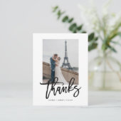 Elegant Wedding Thank You with Foto Postkarte (Stehend Vorderseite)
