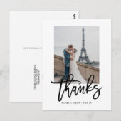 Elegant Wedding Thank You with Foto Postkarte (Vorne/Hinten)