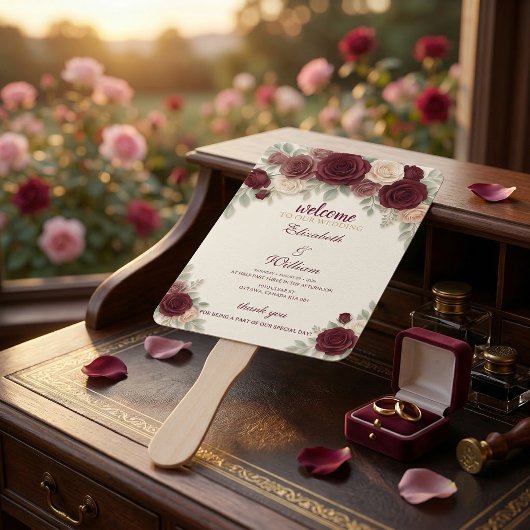 Elegant Wedding Timeline Program Hand Fan Fächer