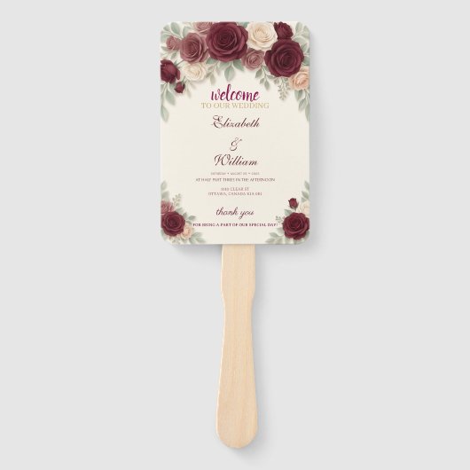 Elegant Wedding Timeline Program Hand Fan Fächer (Vorderseite)