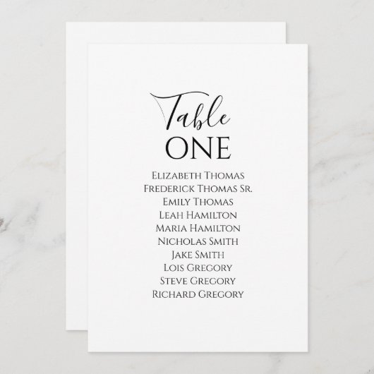 Elegant Wedding Tischnummer Calligrafy Script (Vorne/Hinten)