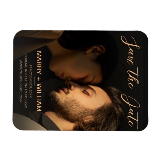 Elegant Wedding Trendy Save The Date Photo Magnet (Horizontal)