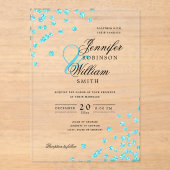 Elegant Wedding Türkis Glitzer Confetti Themed Acryleinladungen (Vorderseite)