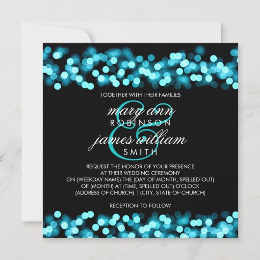 Elegant Wedding Turquoise Hollywood Glam Einladung (Vorderseite)
