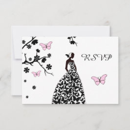 Elegant Wedding UAWG Bride Butterflies RSVP Karte