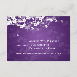 Elegant Wedding UAWG Cherry Blossom Lila RSVP Karte