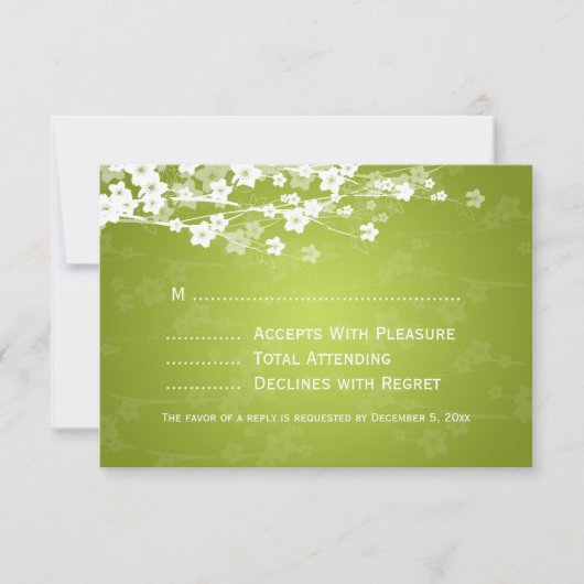 Elegant Wedding UAWG Cherry Blossom Lime Green RSVP Karte (Vorderseite)